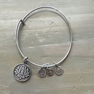 Alex and Ani Silver Lotus Charm Bracelet